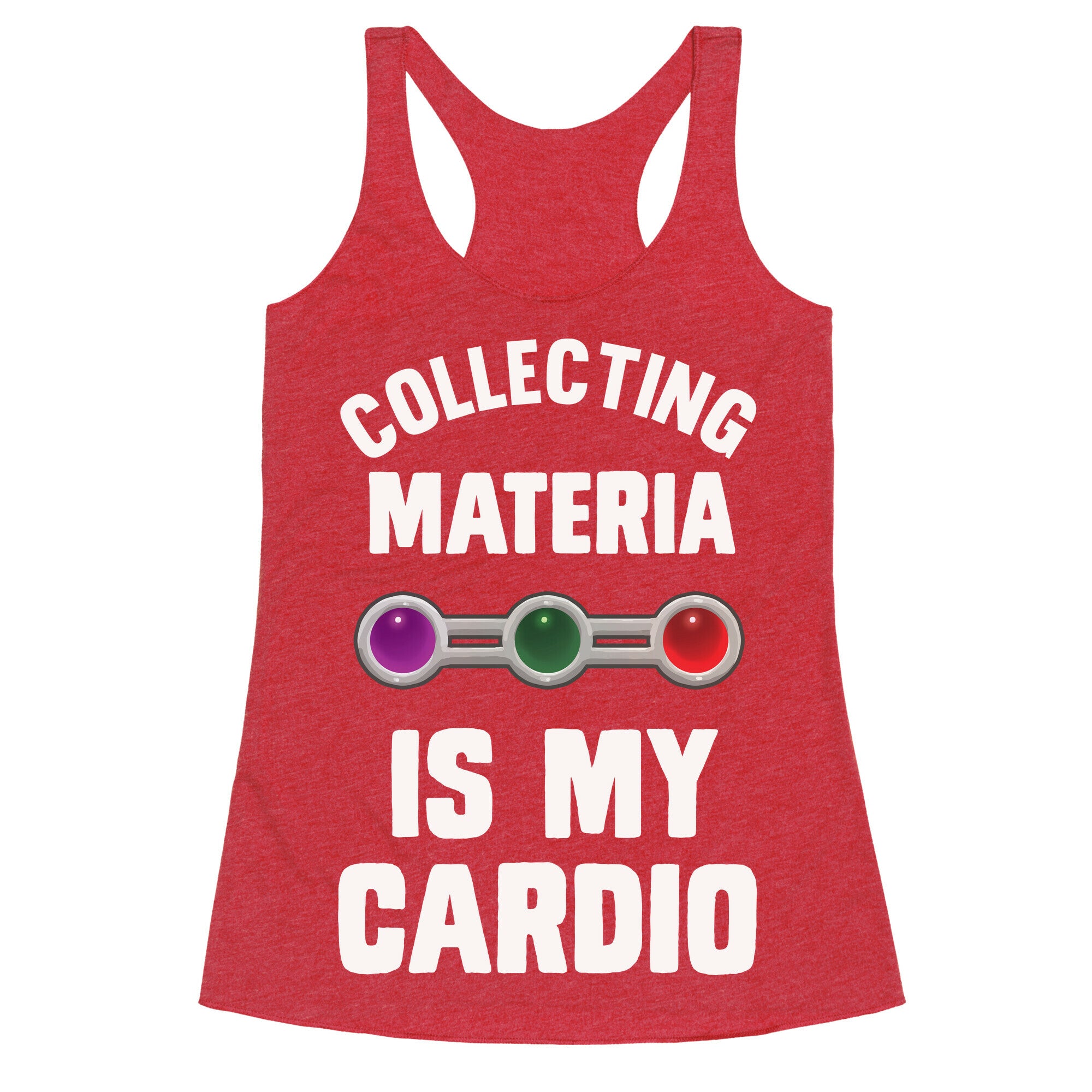 Collecting Materia Is My Cardio Racerback Tank